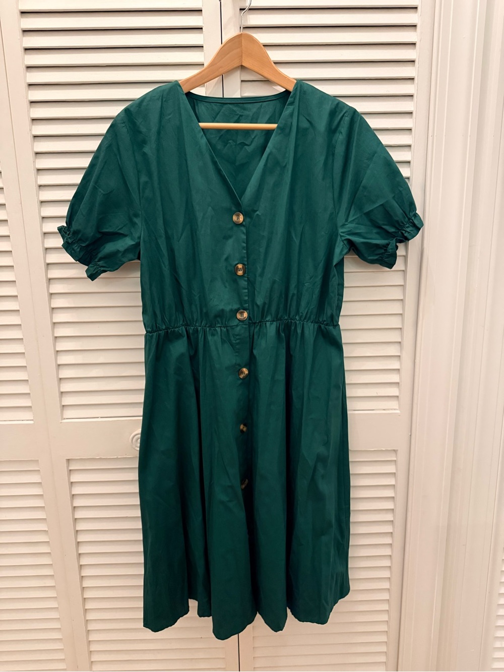 SHEIN Teal Button-Front Midi Dress